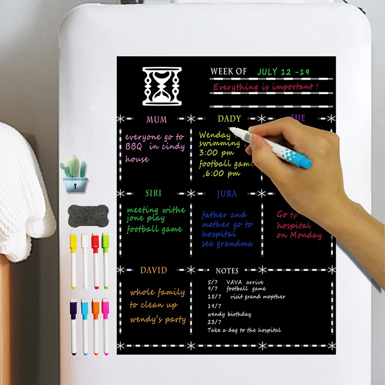A3 Magnetic Whiteboard Planner Board Kitchen Fridge Large Dry Erase Whiteboard Weekly Planner Whiteboard