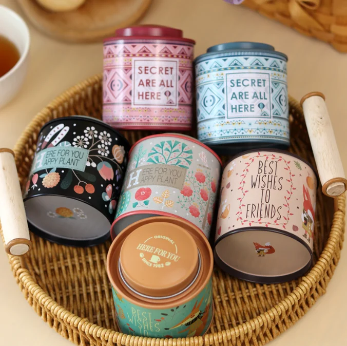 Tin for Loose Tea Metal Tea Canister 40g Round Tin Can with Lid for Tea Double Seal D67*h83mm