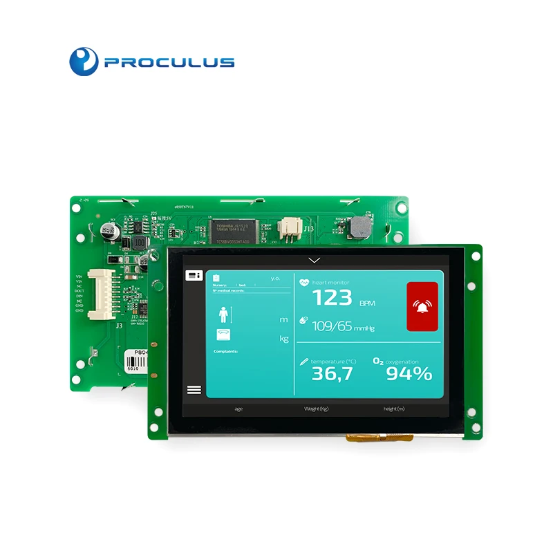Proculus 5 inch uart China Factories 800*480 Resolution lcd Controller Board Display Screen High Brightness HMI LCD