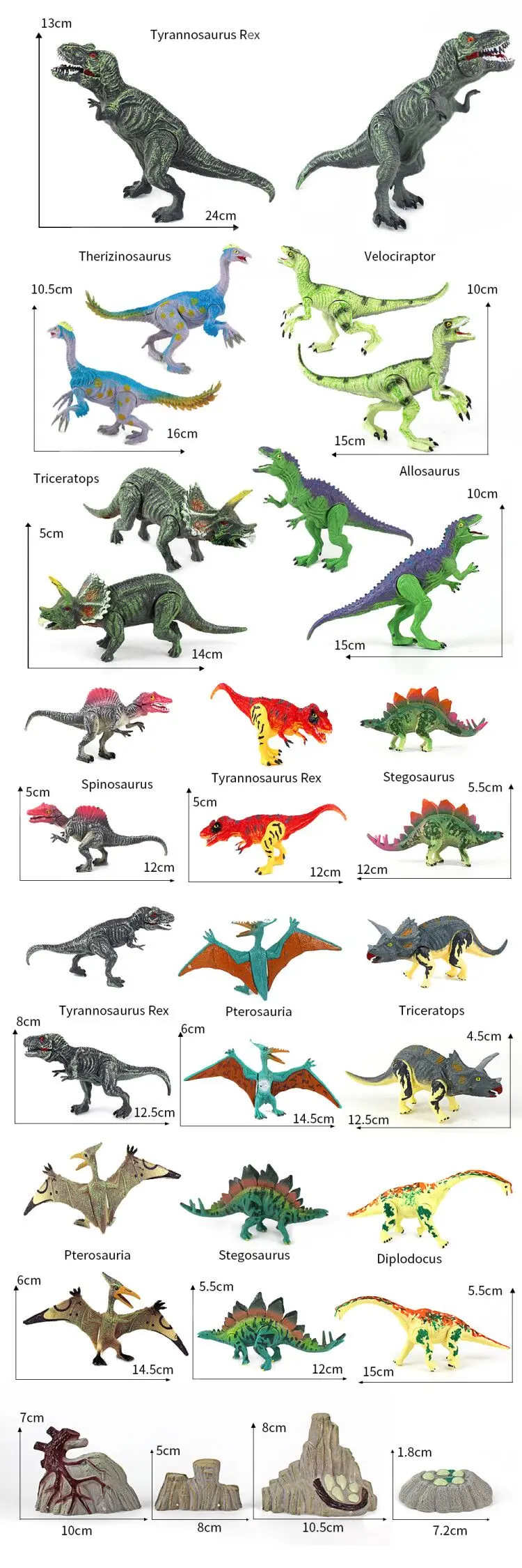 Шарнирные пластиковые игрушечные модели Movablae, реалистичные образовательные фигурки динозавров, от 6 до 9 дюймов, 18 шт.