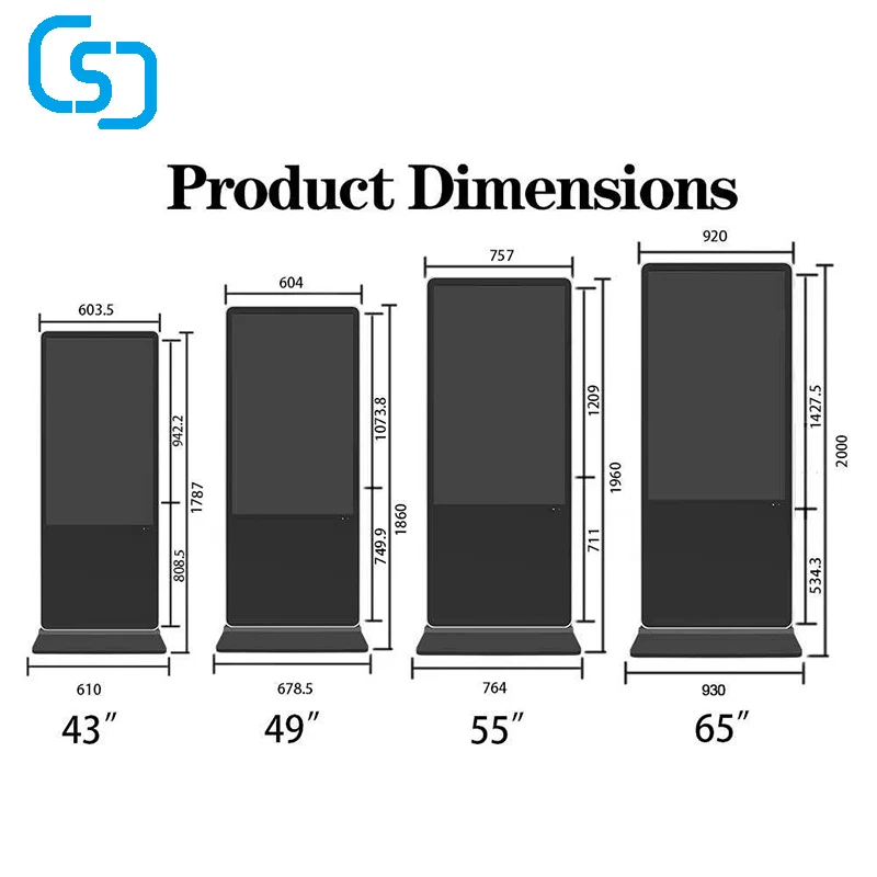 55 Inch Floor Stand Display Digital Signage,Totem, Kiosk Lcd Advertising Touch Screens Network Media Player With Wifi