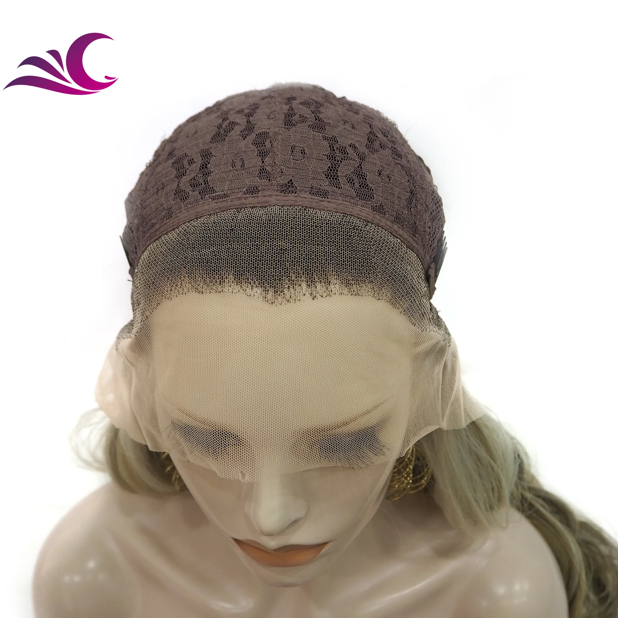 Celebrity Blond Highlight Pre Plucked Natural Hairline Lace Front Wigs Heat Resistant Fiber Lace Wig Synthetic for White Women