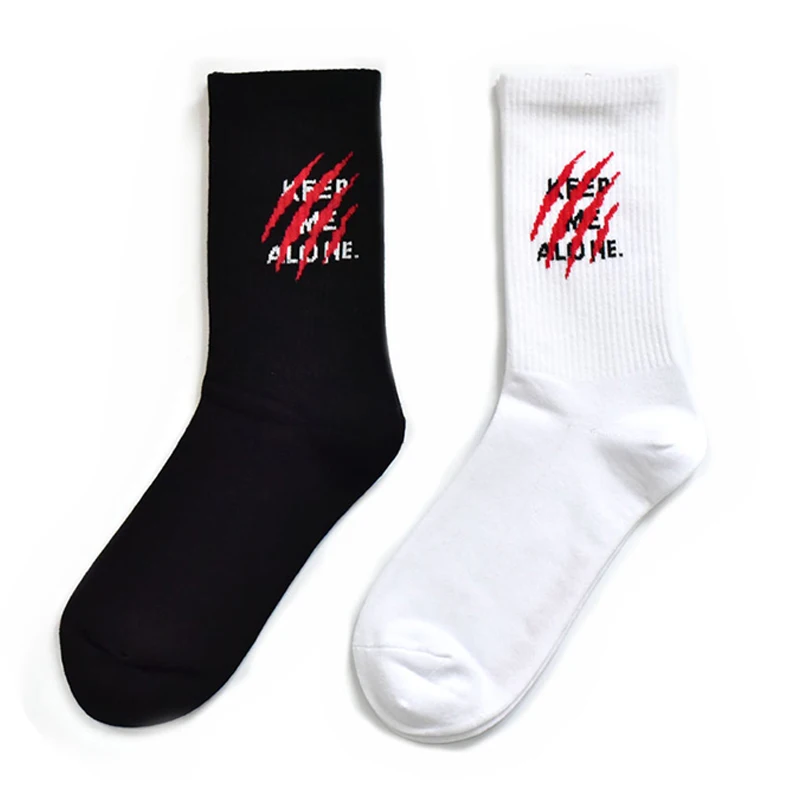 Custom Logo Print Men Socks Wholesale Dress Black White Socks