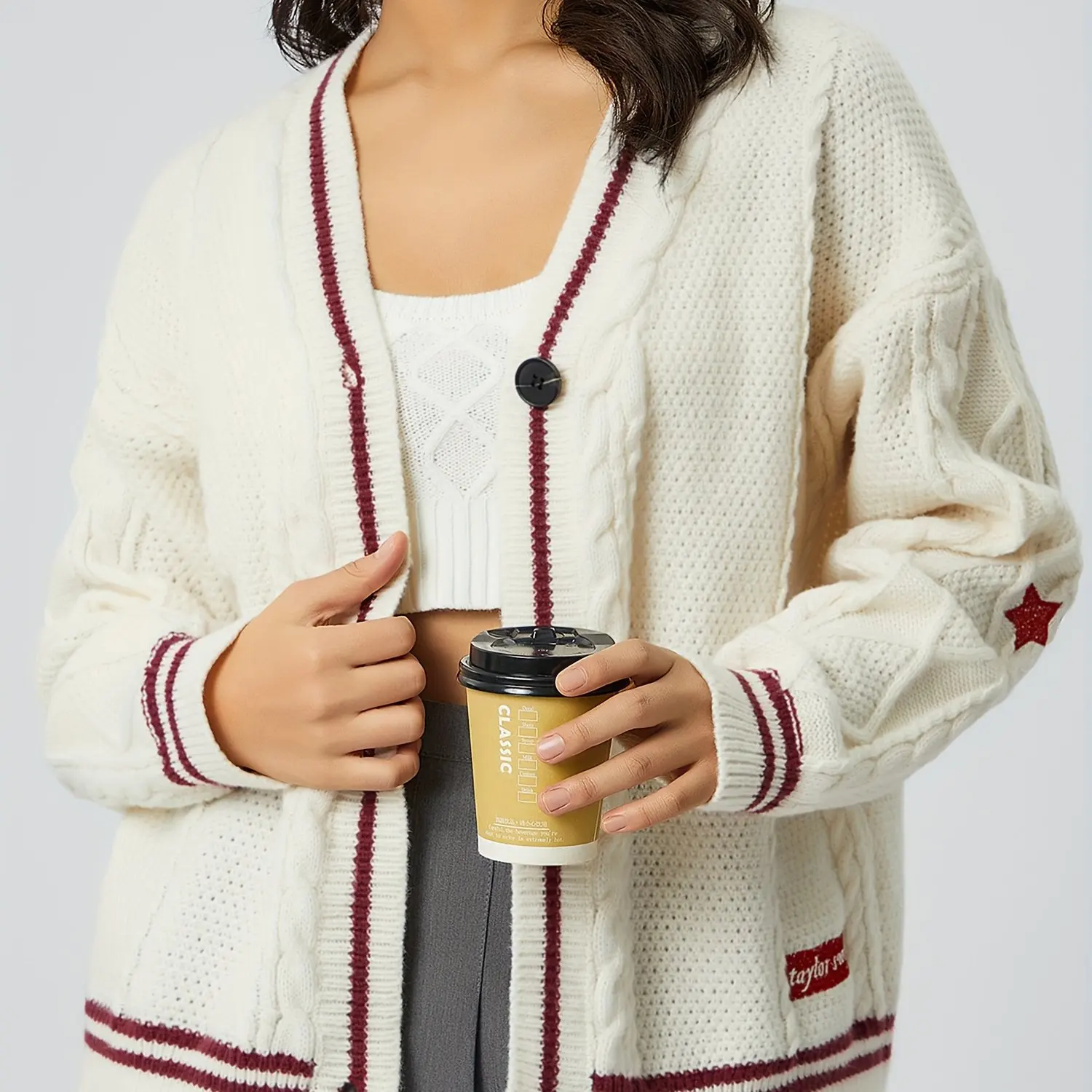 Liu Ming Latest 2025 Hot Selling Autumn Y2k Fashion Buttons Up Cardigans Tops Embroidered Knitted Sweater For Women
