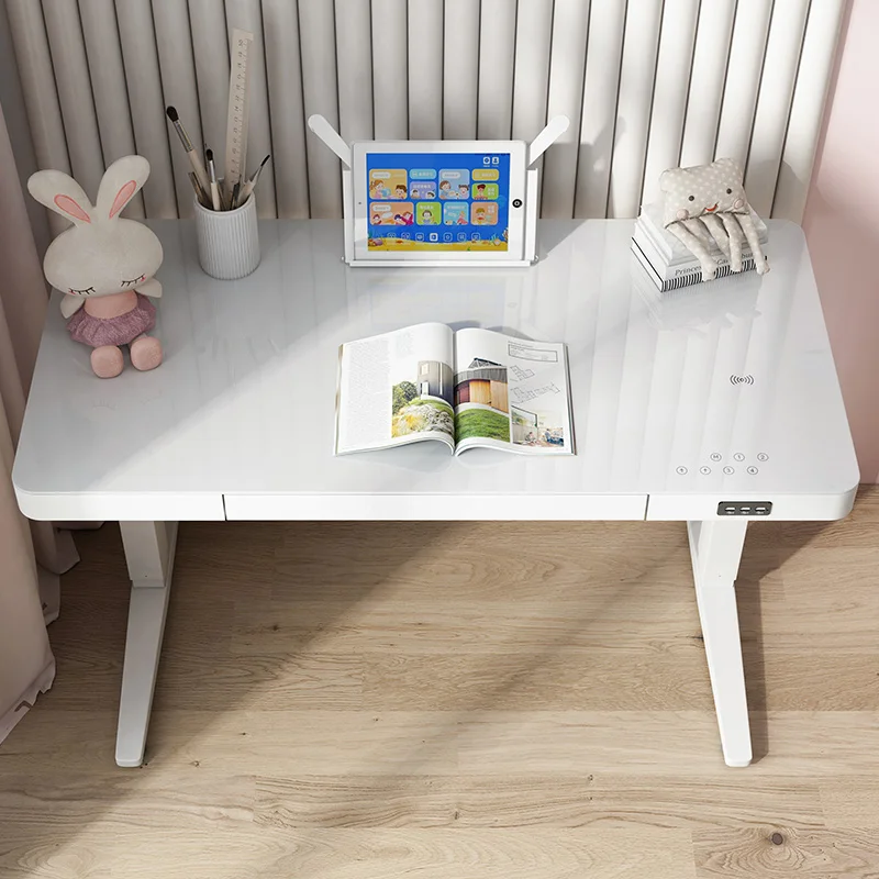 Work From Home Smart Office Desk with Wireless and USB Charger Touch Screen Tabletop Sit Stand Electric Desk