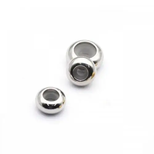  high quality polished flat round stainless steel stopper beads for diy jewelry 200pcs/bag