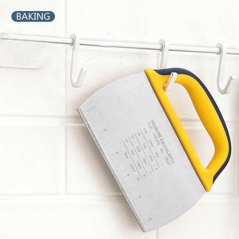 Kitchen Baking Tool Dough Scraper with Measuring Scale Stainless Steel dough Scraper Cutter