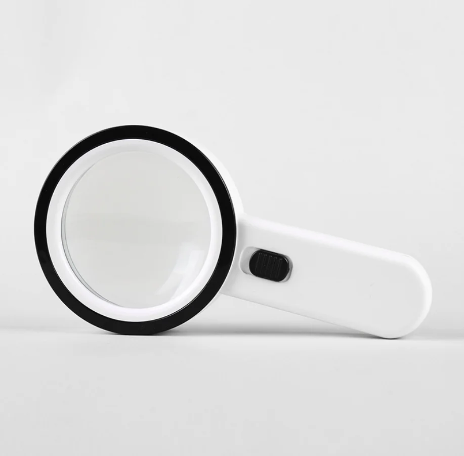 Handheld Magnifying glass 30X Double Layer Optical Glass Lens with 12LED lights Antique Reading HD illuminated Magnifier 2288-85
