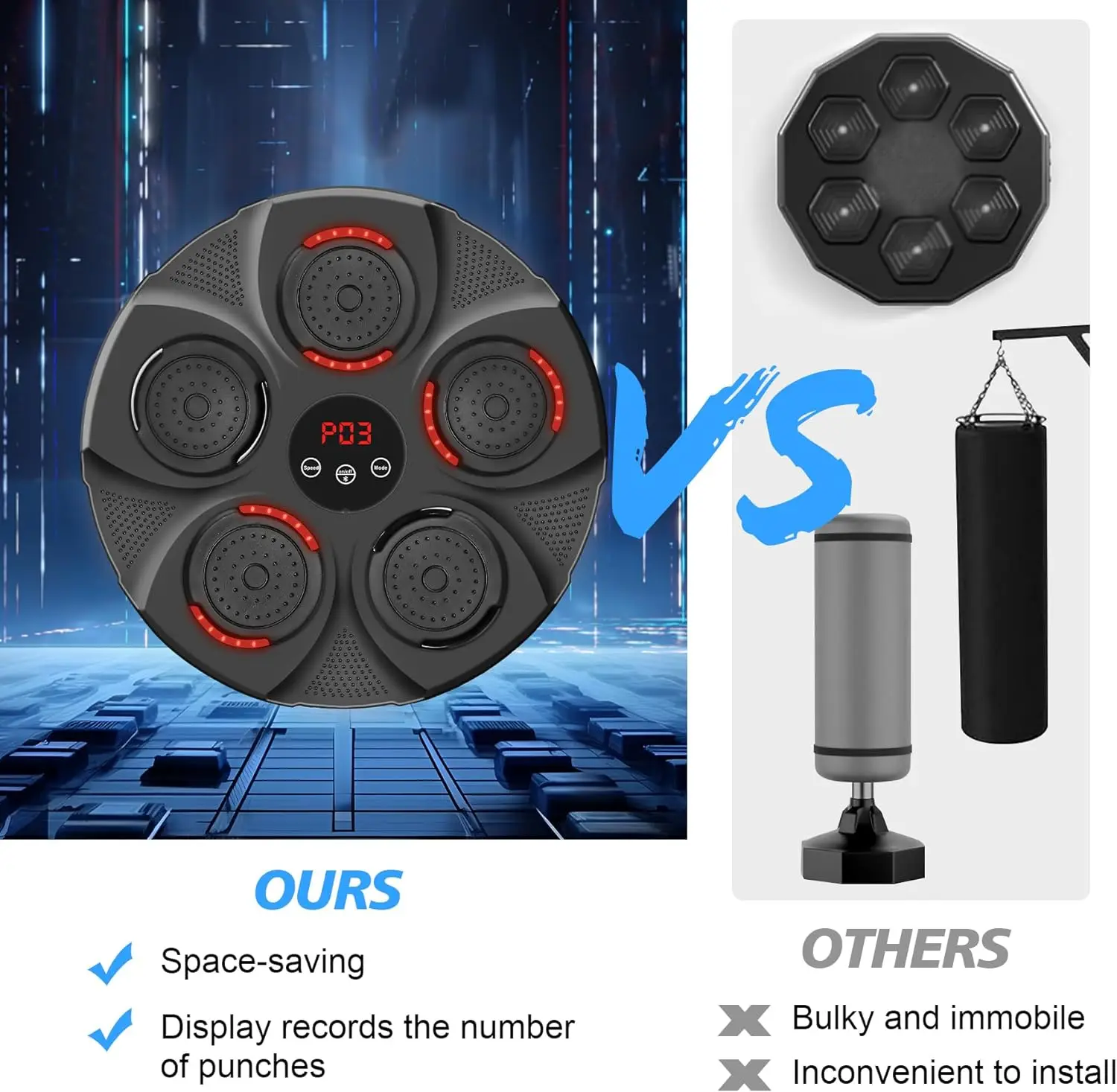 Home Electronic Bluetooth Intelligent Boxing Target Pad Wall Mount Music Boxing Machine For Both Children And Adult