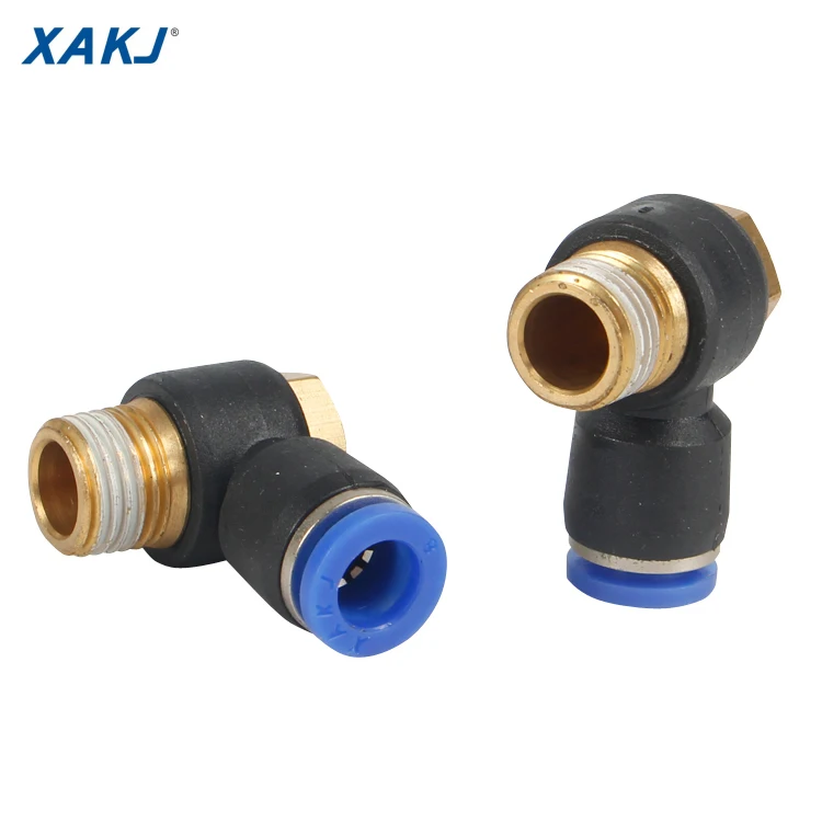 XAKJ PH Outer Hexagon Male BSPT Threaded L Type Elbow Rotating Swivel Airtube Pneumatic Fitting