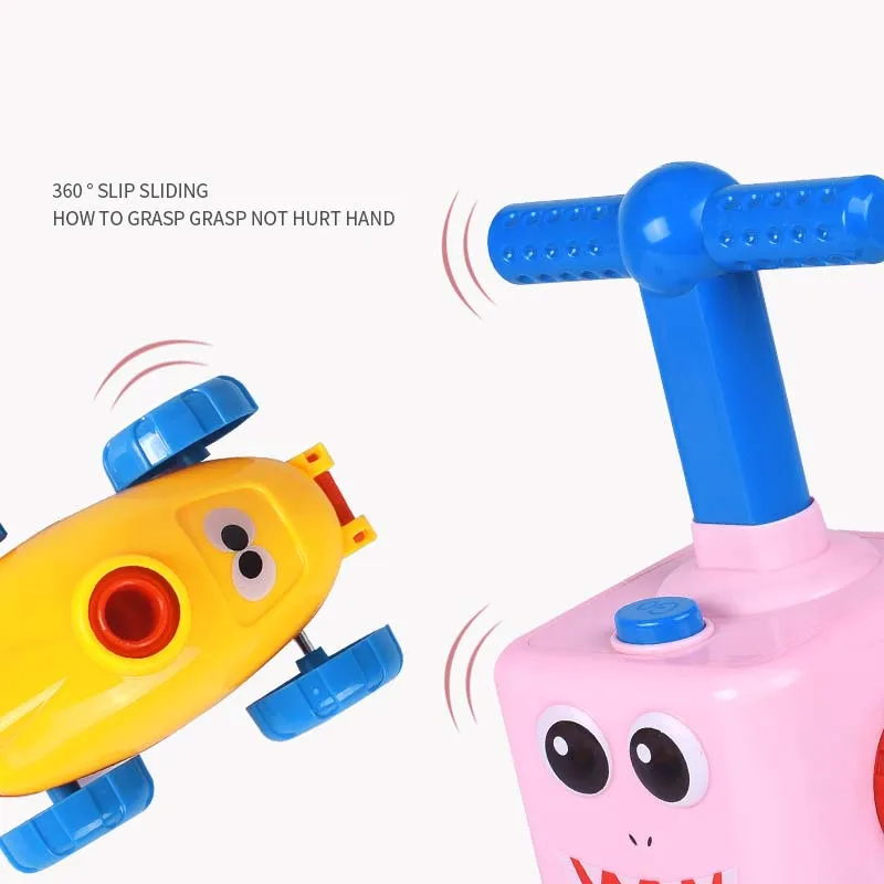 Kids Toys Educational Aerodynamic Forces Launcher & Inertia Air Balloon Powered Car Racer Toy Set for Children
