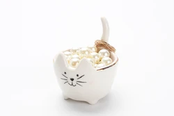 Ceramic Lovely fortune cat Design Trinket Dish Geometric Ceramic Planters  Decorative Bowls Candy Holder