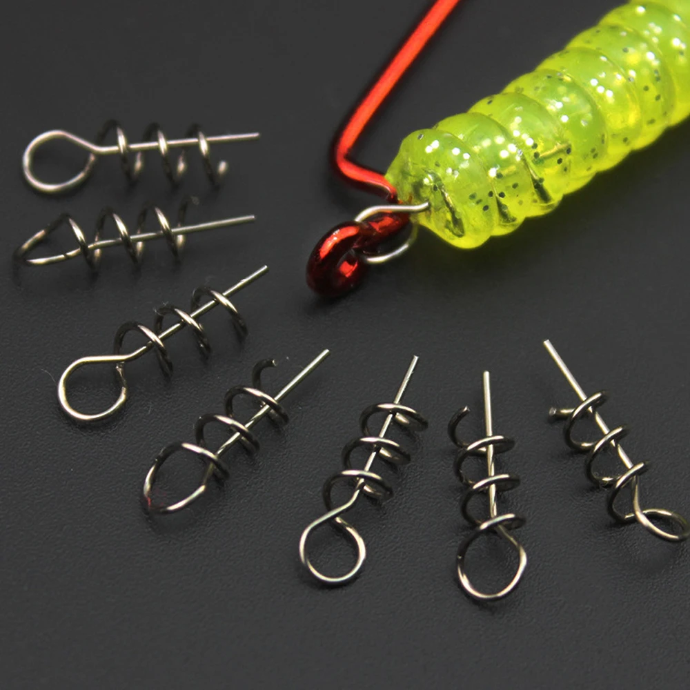 Selco Pike Baits Screw Spiral Screw Hook Pin Spring Fixed Lock Soft Lure Fishing Screw