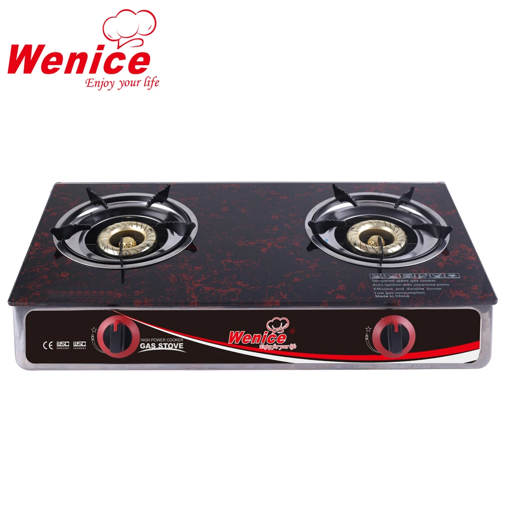 New model tempered glass gas stove   2 cast iron burner