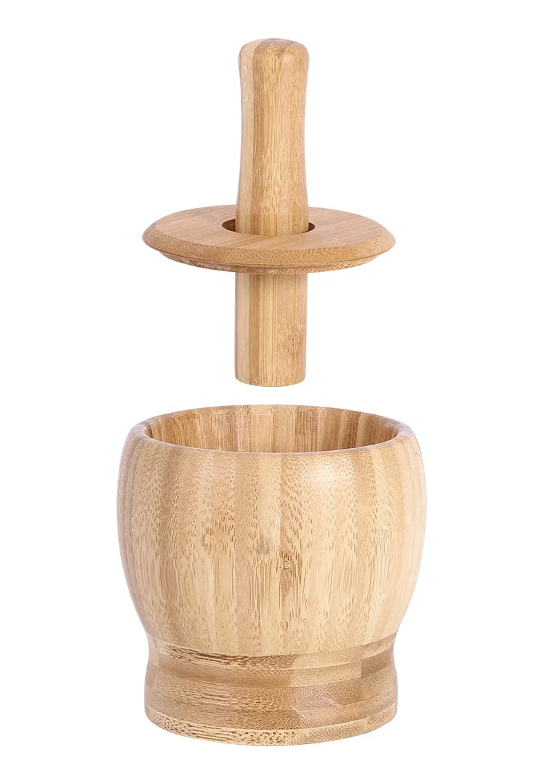 Modern Wooden Multifunction Manual Ginger Spices Pestle Press Grinder Large Small Kitchen Bamboo Mortar And Pestle Set