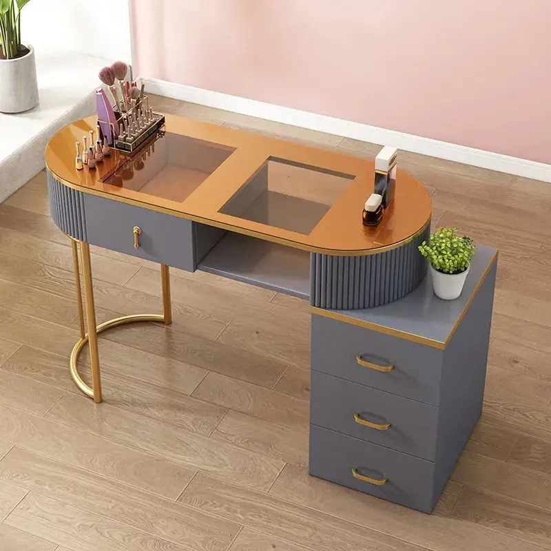 2023 Manicure table and chair set marble iron double storey table net celebrity single nail table