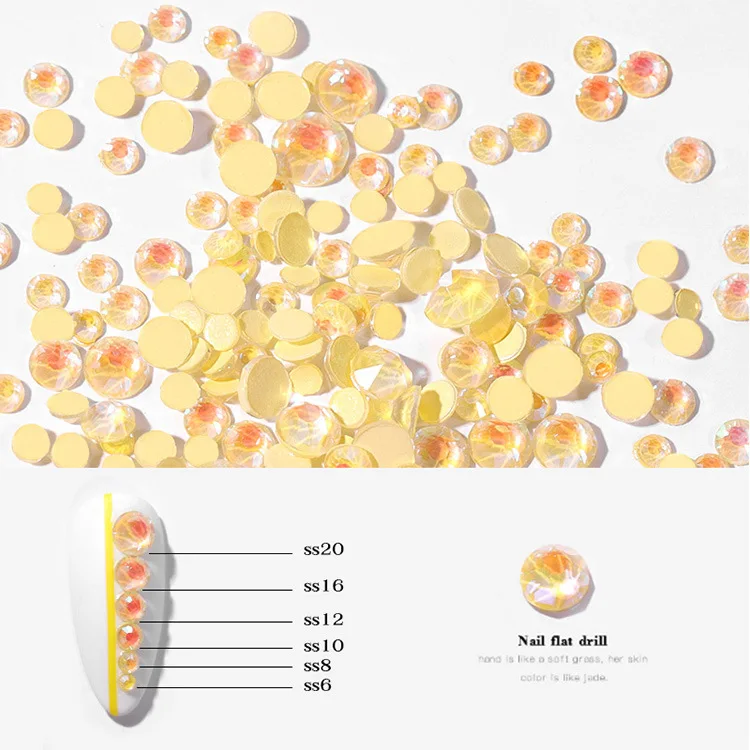 Flatback Luminous Nail Rhinestones Mixed Sizes Crystal Shiny Nail Flat Rhinestones Flash Glass Nail Art Decorations Tools