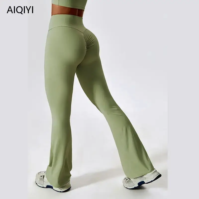 CCK8232 оптовая продажа лосины для фитнеса с логотипом на заказ леггинсы брюки йоги пуш-ап 106 см по длине расклеш женщин