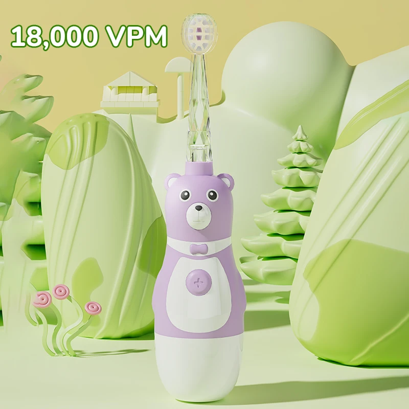 High Frequency 18000VPM Professional Kids Electric Toothbrush IPX7 Waterproof 2 mins Smart Timer Sonic Toothbrush for Children