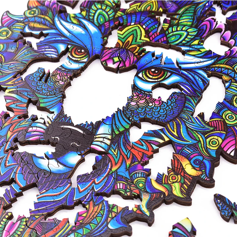 Wholesale puzzle Custom wooden box A4 3D wooden puzzle animal wooden jigsaw puzzle wolf