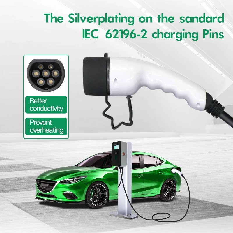 32 Amps Three Phase AC Power 22kW Charging Station LED Workplace Charger Point Mode 3 Type 2 EV Sockets