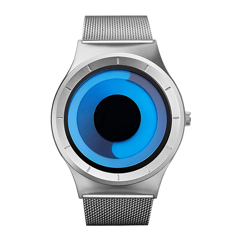 Fashion Vortex Concept Quartz Watches Mens Style Stainless Steel Band Modern Unique Creative Dial Wrist Sinobi Watch