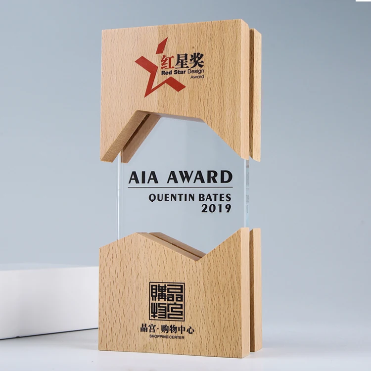 
Custom engraved trophy Crystal wooden Award Plaque 
