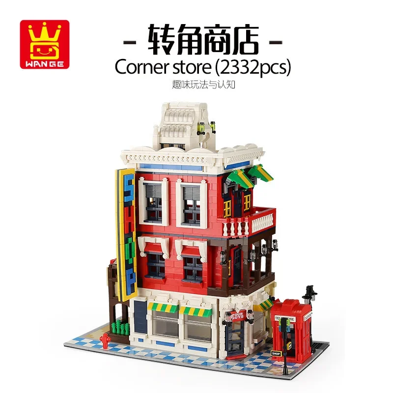 Wange Blocks Architecture Shop Hotel MOC Building Bricks Beautiful House Brinquedos Educational Toys for Children Gifts 6310