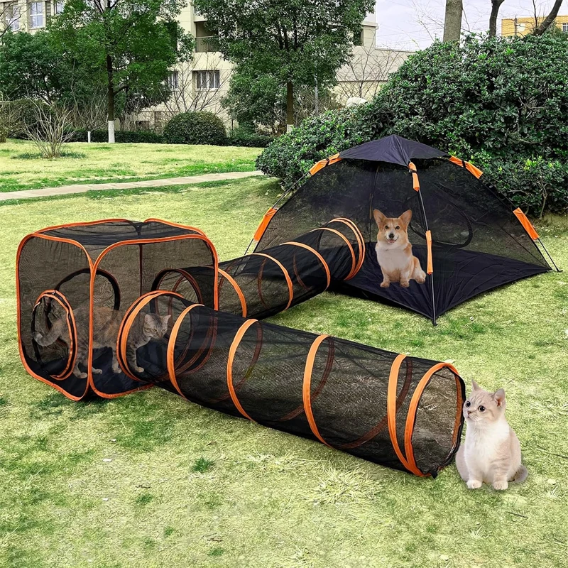 New design pop up pet playpen with tunnel indoor Outdoor tent with carry bag cat hamster rabbit enclosure