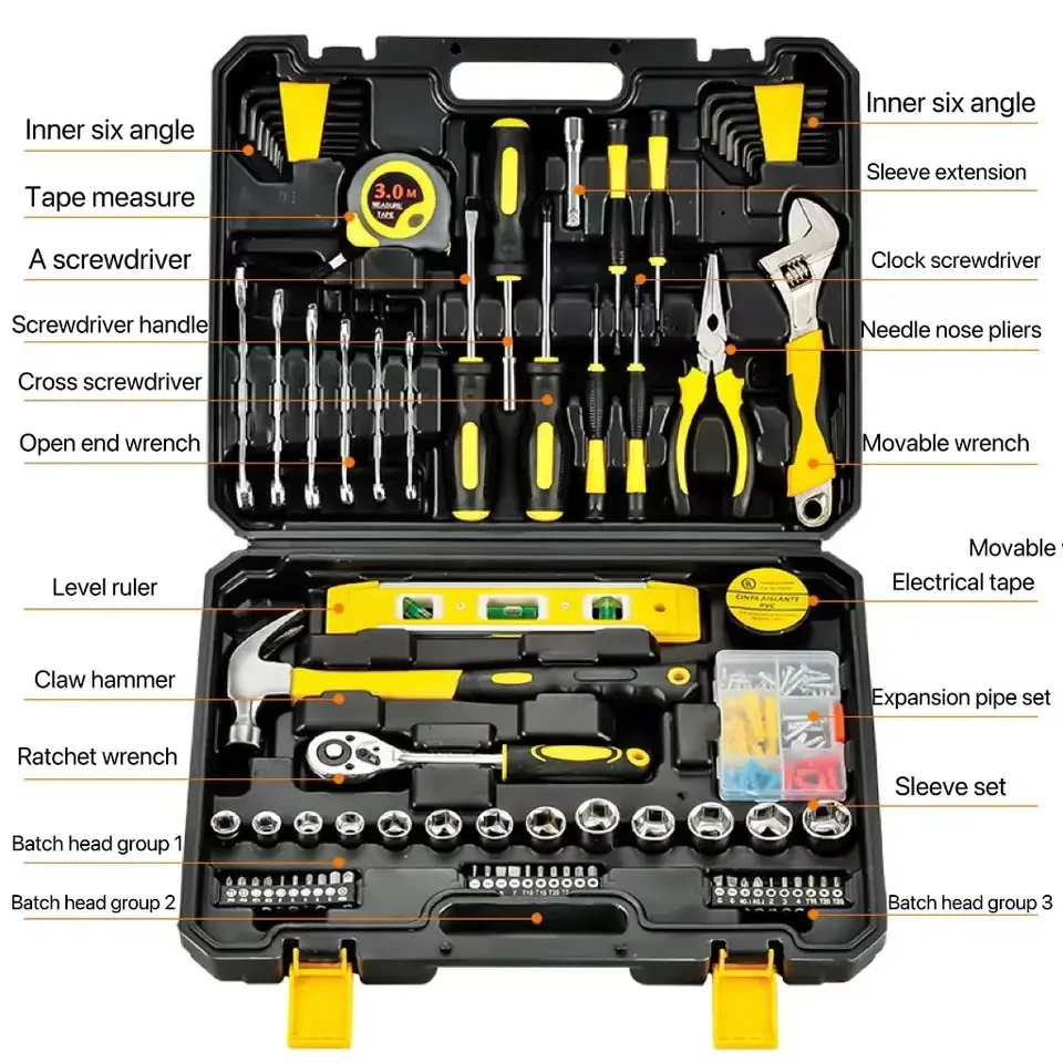 108-Piece General Household Hand Tool kit Professional Auto Repair Tool Set Screwdriver Socket Set with Portable Storage Box