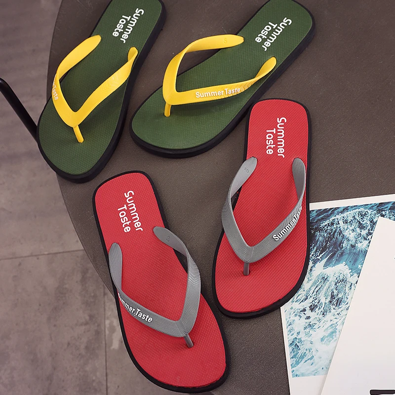 2024 Summer Beach Slippers Fashion Casual Flat Flip-Flops for Men High Quality PVC Insole Mens Flip Flops Hard-Wearing