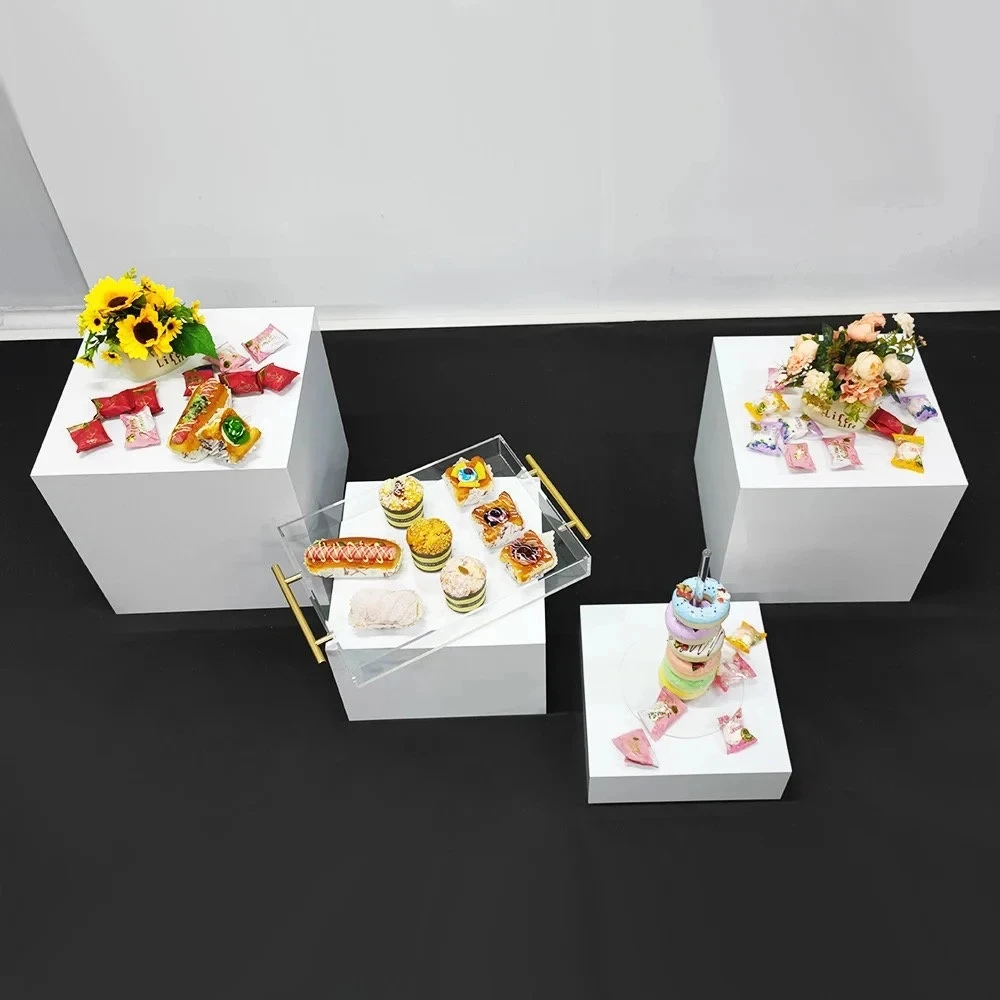 Buffet Food Dessert Catering Stand Risers Acrylic Display Racks For Wedding Cake Stand Box