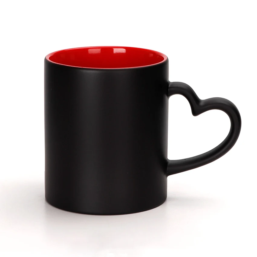 wholesale 11oz ounce tea beer coffee cup custom heart blank sublimation color change magic ceramic mug 11 oz