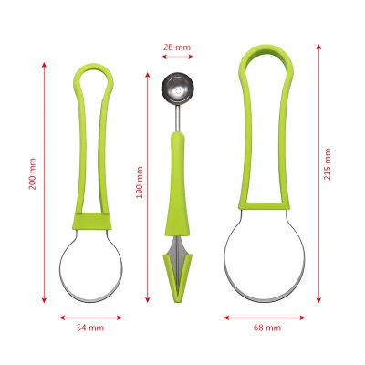 Stainless Steel Multi-Function Fruit Dig Ball Spoon  3-in-1 Melon Baller Scoop set