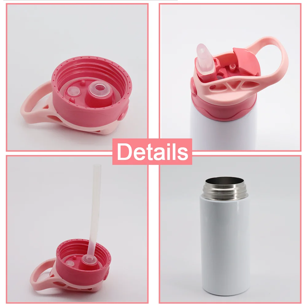 US warehouse 12oz 350ml Sublimation kids Cup Stainless Steel Flip Top straight Water Bottle Kids sublimation tumbler