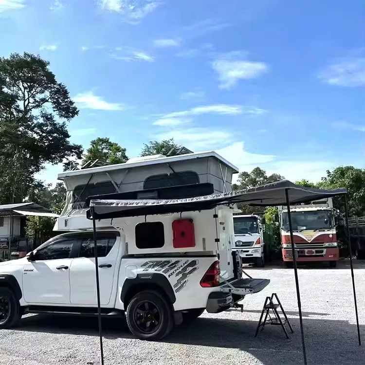 Customized Off road slide in pickup camper to fit ford maverick truck with slide outs
