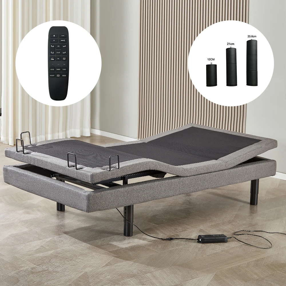 Head and Foot Recline Split King Electric Adjustable Bed Base with Customized Headboard