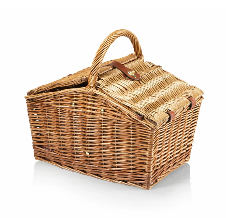 Eco-friendly Handmade Hamper Wicker Willow Storage Picnic Basket for 2 person