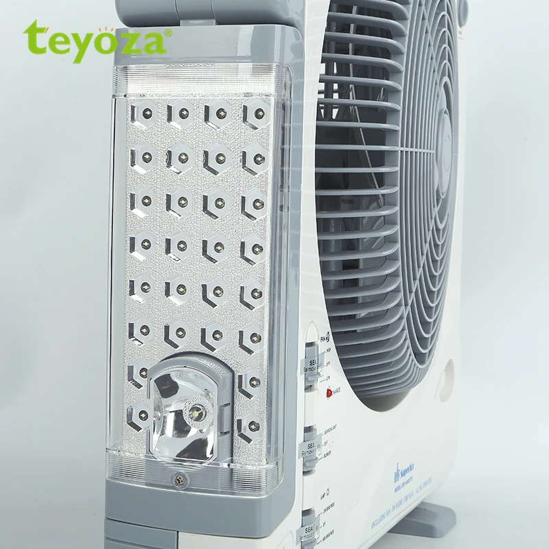 teyoza ac/dc portable rechargeable Battery powered box fan solar power with radio and