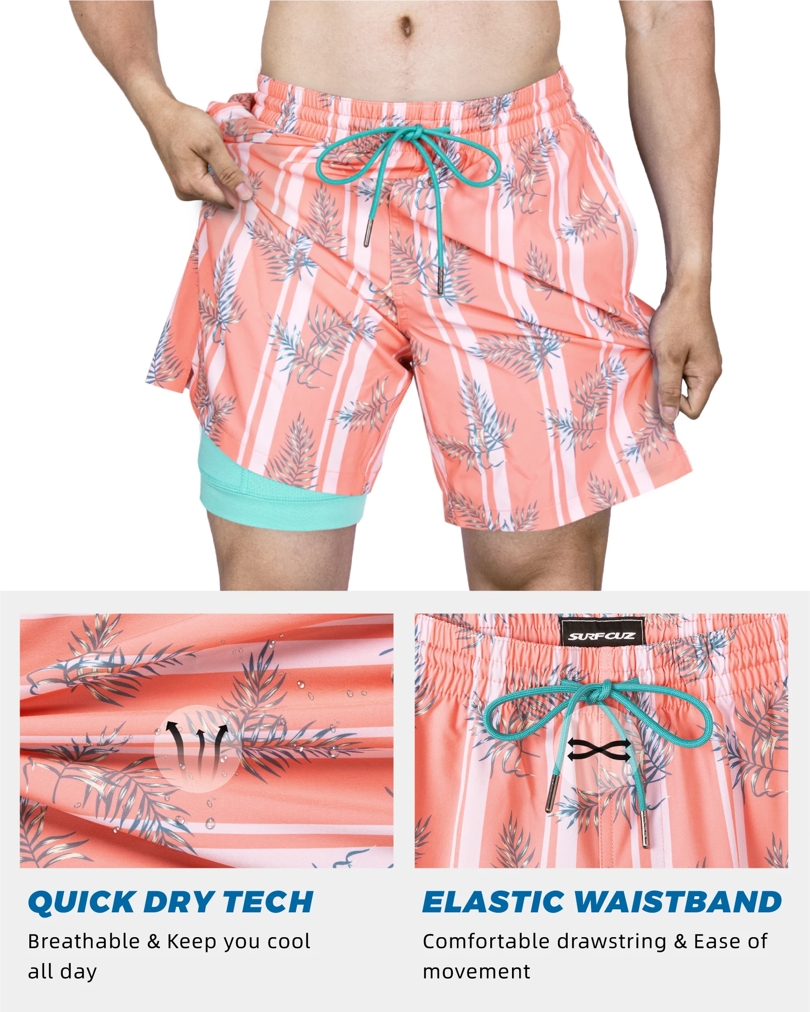 custom Plus size Mens Swim Trunks Quick Dry Board Shorts with Mesh Lining, Breathable Fit Beach Shorts Swimwear Bathing Suits