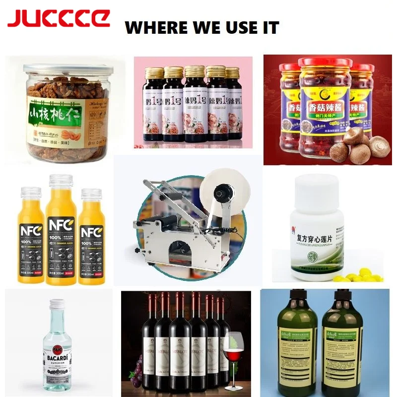 JUCCCExHOYOCODE Semi Automatic Glass Bottle Manual Labeling Machine/labeling Machine For Round Bottles