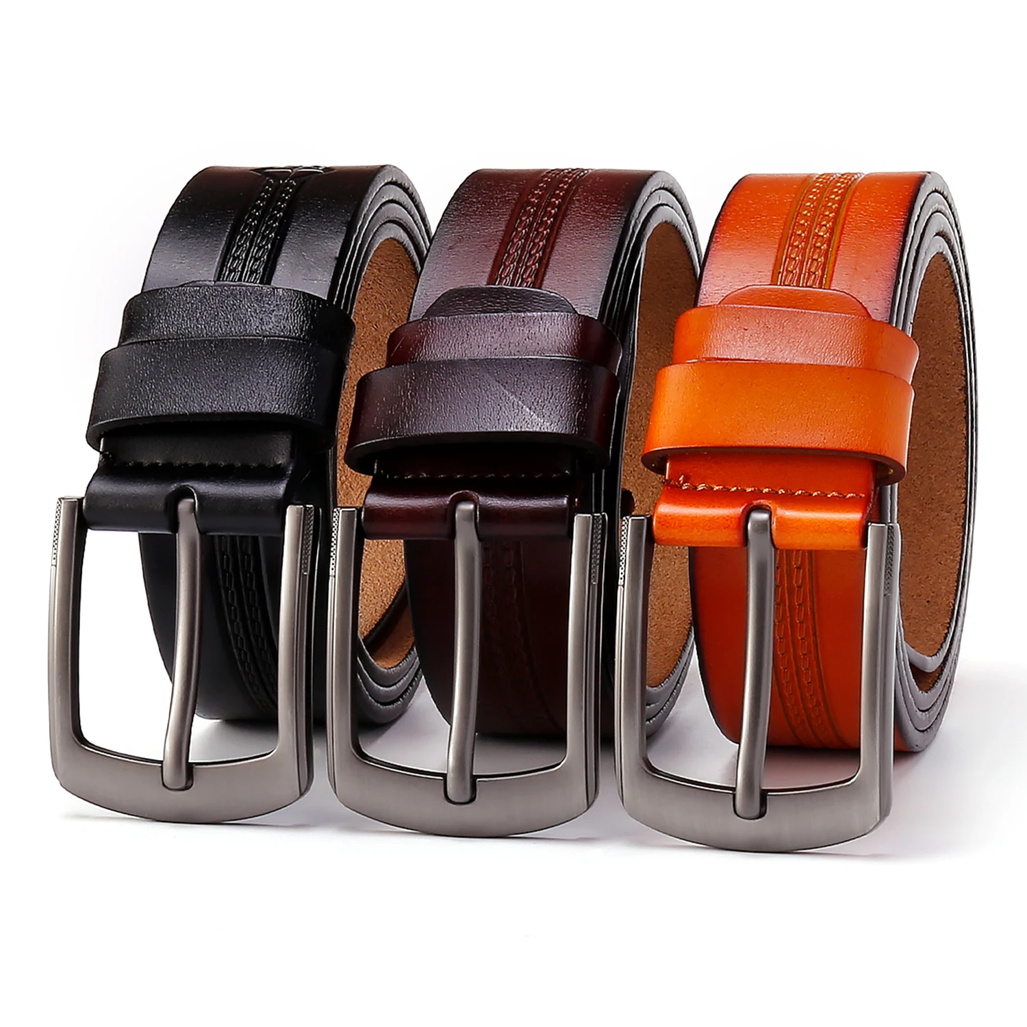 Wholesale Factory Luxury Genuine Leather Belts for Business Pin Buckle Genuine Leather Belt for Comfort
