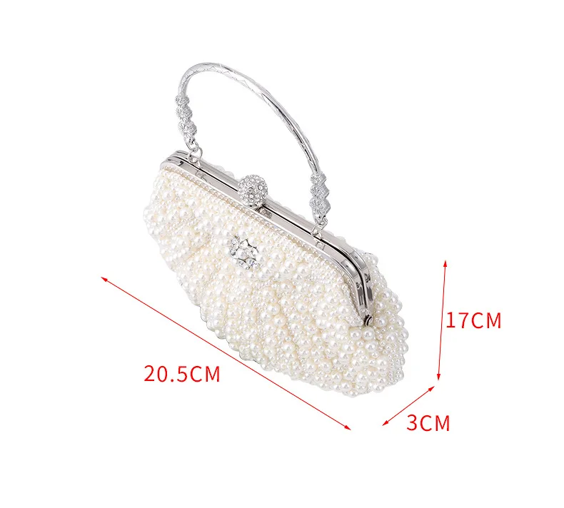 Women Pearl Beaded Evening Clutches Bags for Wedding, Luxury Evening Purse Handbag for Party Prom