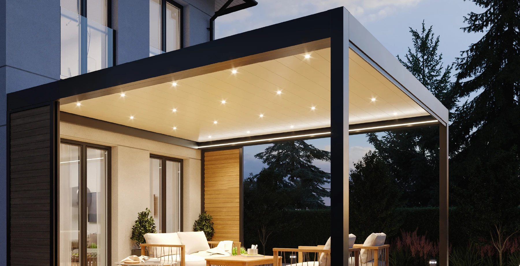 Wholesale Hot Selling  Aluminum Frame Pergola Sun Shad Aluminium Louvered Roof Pergola For Outdoor Patio With LED Light