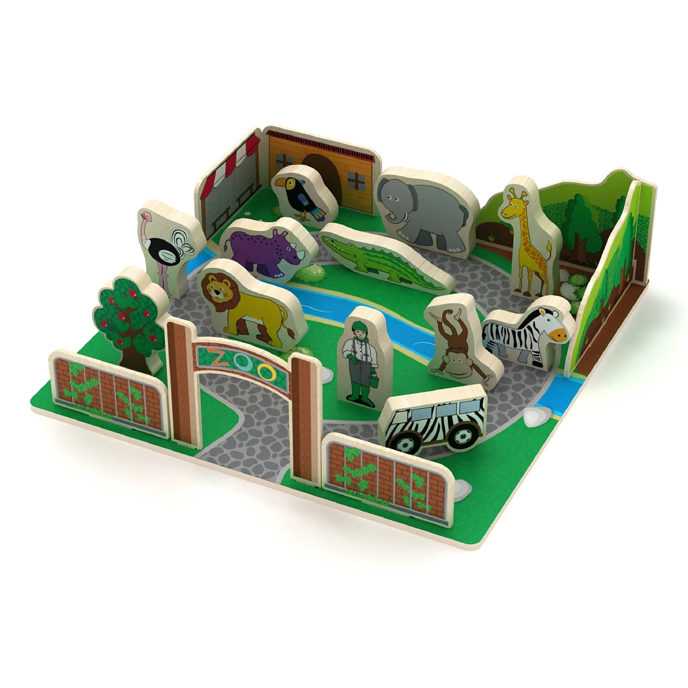 Toy Wooden Customize Puzzle Stacking  3D Wooden Kids Puzzle 20pcs Zoo Animal COLOUR BOX Unisex Puzzle Wood 13 Kg