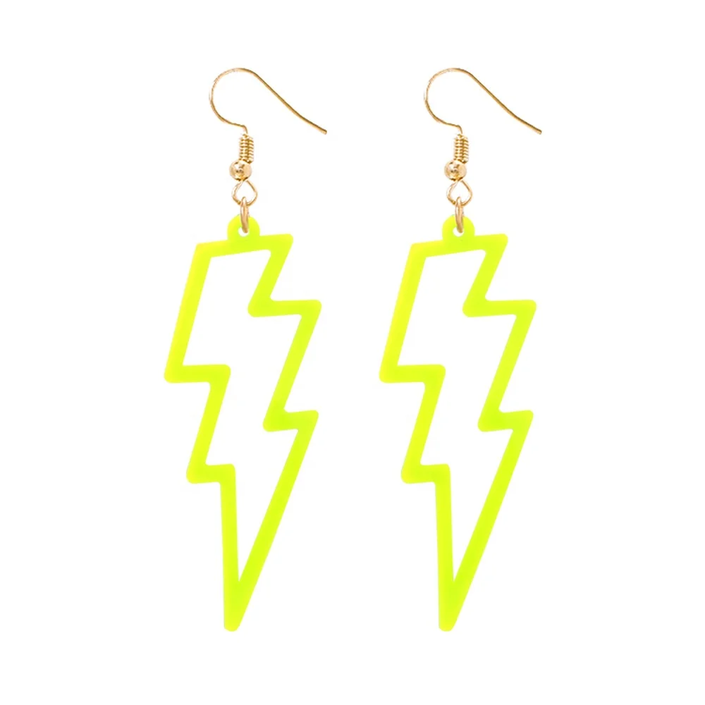 2019 New Europe Style Lightning Type Earrings Fluorescent Color Resin Earrings