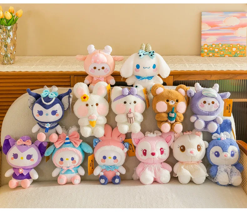 2024 New Styles 20-25cm Wholesale Cute Plush Animal Toys for Crane Claw Machine Cartoon Stuffed Bear Plushies for Kids Gift