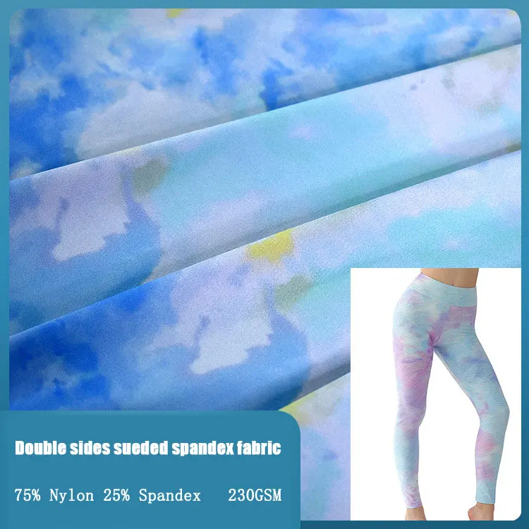 230gsm  Double side sueded matte  75% nylon 25% spandex fabric 4 way stretch sport wear Yoga  fabric