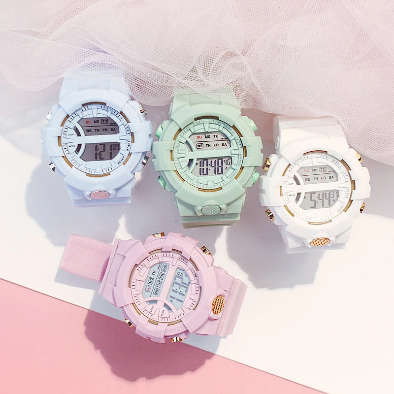 Factory Wholesale Cheap LED Outdoor Sports Electronic Digital Watch Luminous Korean Style Simple Unicorn Watches Gift