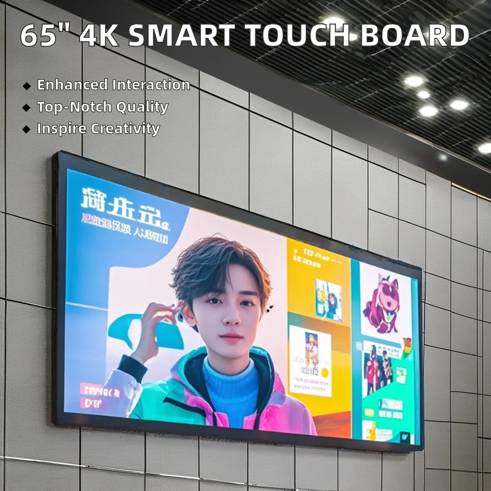 65-inch 4K Ultra HD Tactile Multitouch LCD Smart Interactive Whiteboard with 86-inch LED Panel for Meetings